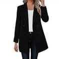 thumbnail image 4 of Fnooota Womens Wool Blend Coats, Mid-length Lapel Collar Double Breasted Winter Peacoats for Women Black Size S, 4 of 8