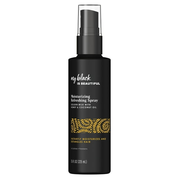 My Black Is Beautiful Moisturizing Refreshing Spray, Sulfate Free, for Curly and Coily Hair with Coconut Oil, Honey and Turmeric, 7.6 fl oz
