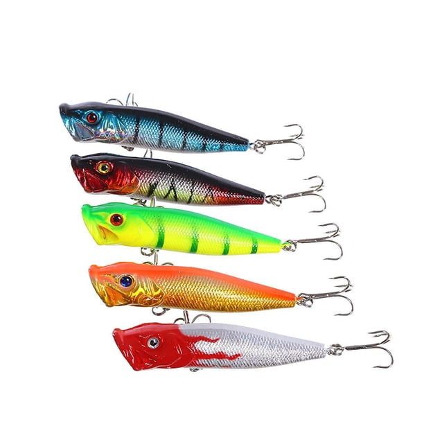5pcs Pesca Top-Wasser Flotante Popper Señuelos Gancho Señuelo Duro Crankbait