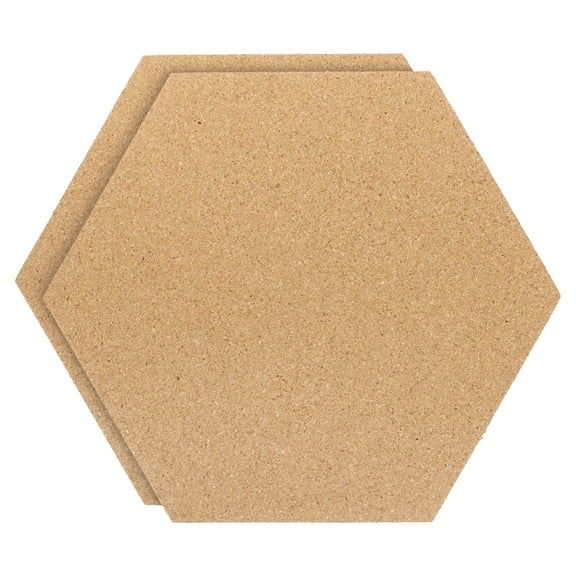 Uxcell 9.8x8.2" 1/4" Thick Cork Board Tiles, 2 Pack Self Adhesive Hexagon Bulletin Board Display Corkboard
