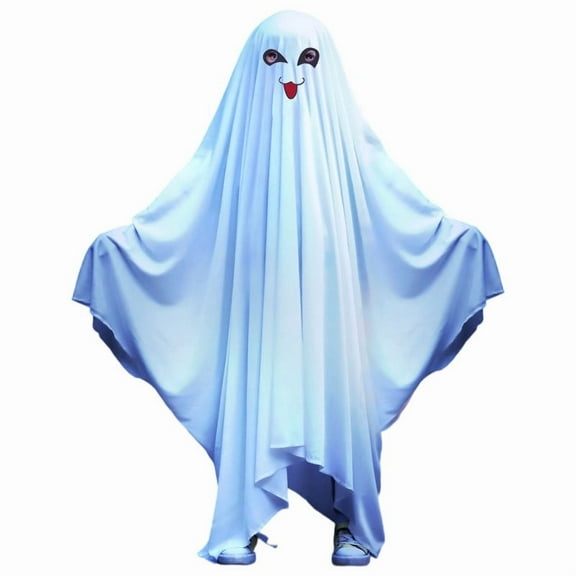 Unisex Adult Ghost Clothing Classic Spooky Body Jumpsuit Hooded Capes White S