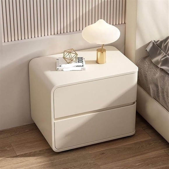 Nightstand, Modern Minimalist Bedside Table Bedside Furniture, Luxury Night Stand with 2 Drawer and Microfibre Leather Wrap,for Bedroom and Small Spaces(Left)