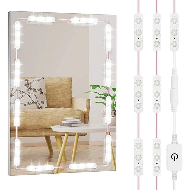 Luces de maquillaje para tocador con control táctil blanco ultrabrillante para baño y tocador, espejo no incluido, 60 luces LED regulables