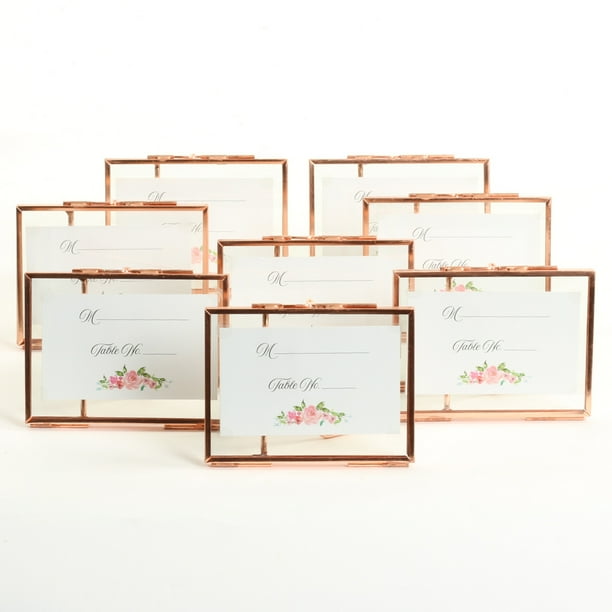 Koyal Wholesale Rose Gold Pressed Glass Floating Photo Frames 8Pack