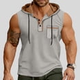 thumbnail image 2 of HappyYEE Men's Hooded Tank Tops Pullover Sleeveless Shirts with Drawstring Workout Gym Training Athletic Tank Top Gray M, 2 of 9