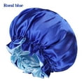 thumbnail image 2 of Alkepwun Sleeping Caps for Women Double-Layer Satin Stretch Wide-Brim Bath Hat Lightweight Comfortable Breathable Large Secure Sleep Cap, 2 of 3