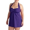 Suddenly Slim Women's Plus-Size Retro Shirred Halter Slimming Swimdress