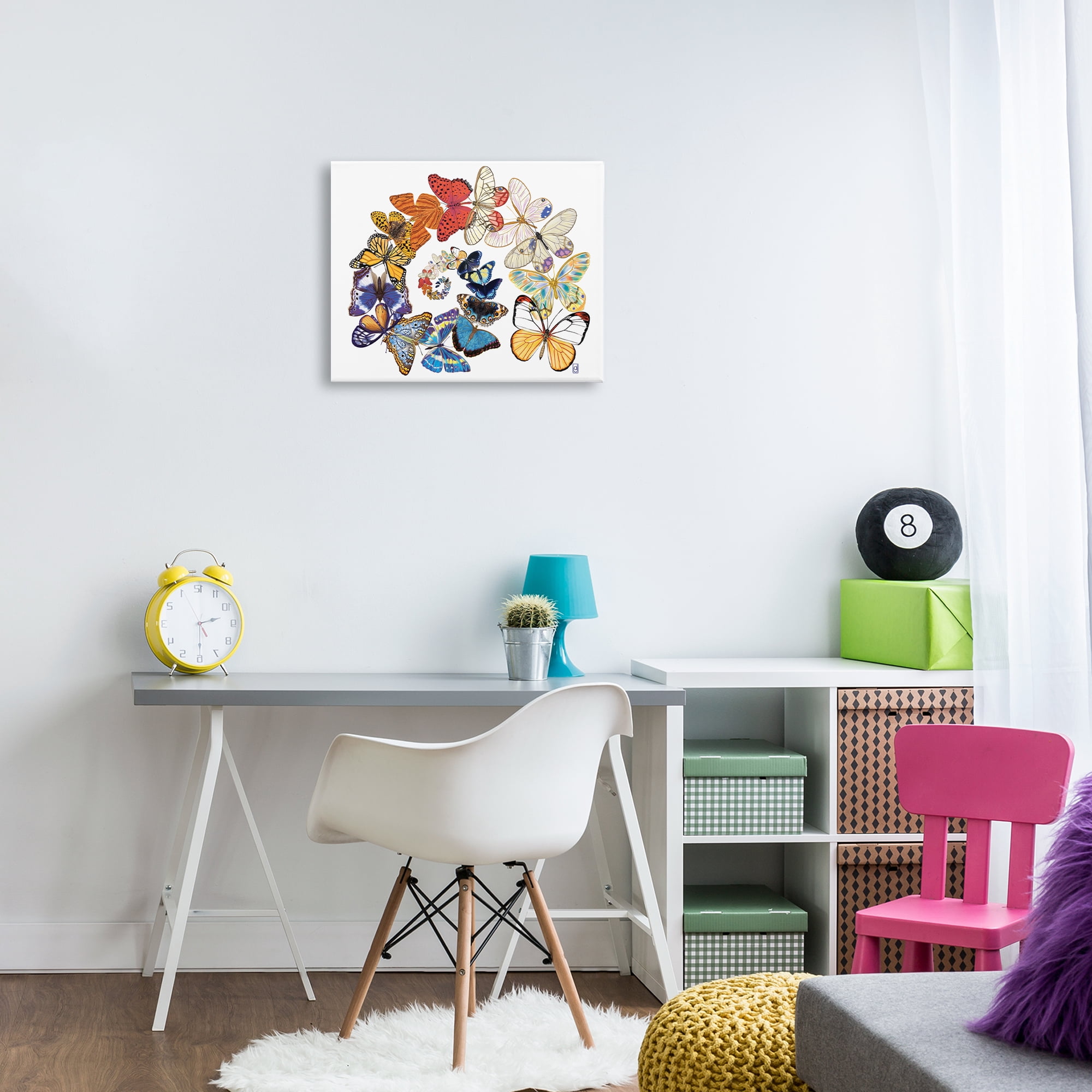 Stupell Industries Fly Away Butterflies Animals Painting Wrapped Canvas Art Print Wall Art, 20 x 16