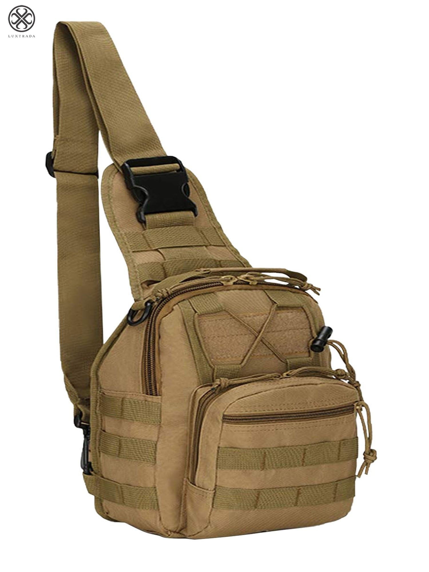 Mens Crossbody Shoulder Backpack Molle Tactical Sling Chest Bag Daily Pack Black 