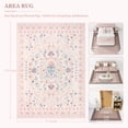 thumbnail image 6 of Wonnitar 5'x 7' Pink Floral Area Rug for Girls Bedroom - Machine Washable Nursery & Kids Room Carpet, Ultra-Thin Non-Slip Soft Rug for Dorm, Playroom, 6 of 10