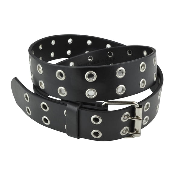 Belle Donne - Women's Double Grommet Leather Jeans Belt, Black, Size 2X-Large