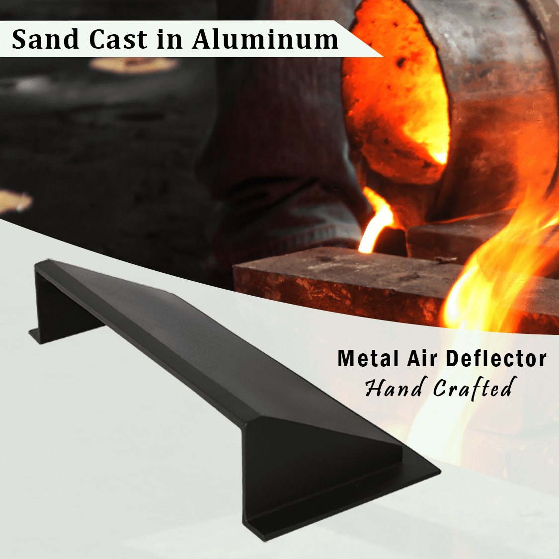 Solid Metal Deflector 6"x14" Unbreakable Cast Aluminum | Air & Heat Diverter