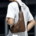thumbnail image 3 of Spencer Men's Crossbody Sling Bag, Small Sling Backpack Purse Waterproof PU Chest Bag for Travel Outdoor, Brown, 3 of 9