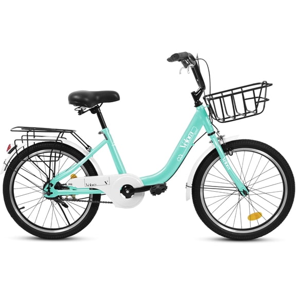 20 Inch Kids Bike for Boys & Girls, Children's Bicycle with Coaster Brake & Hand V-Brake, Single Speed with Chain Guard & Rear Rack, Lightweight Steel Frame,Green
