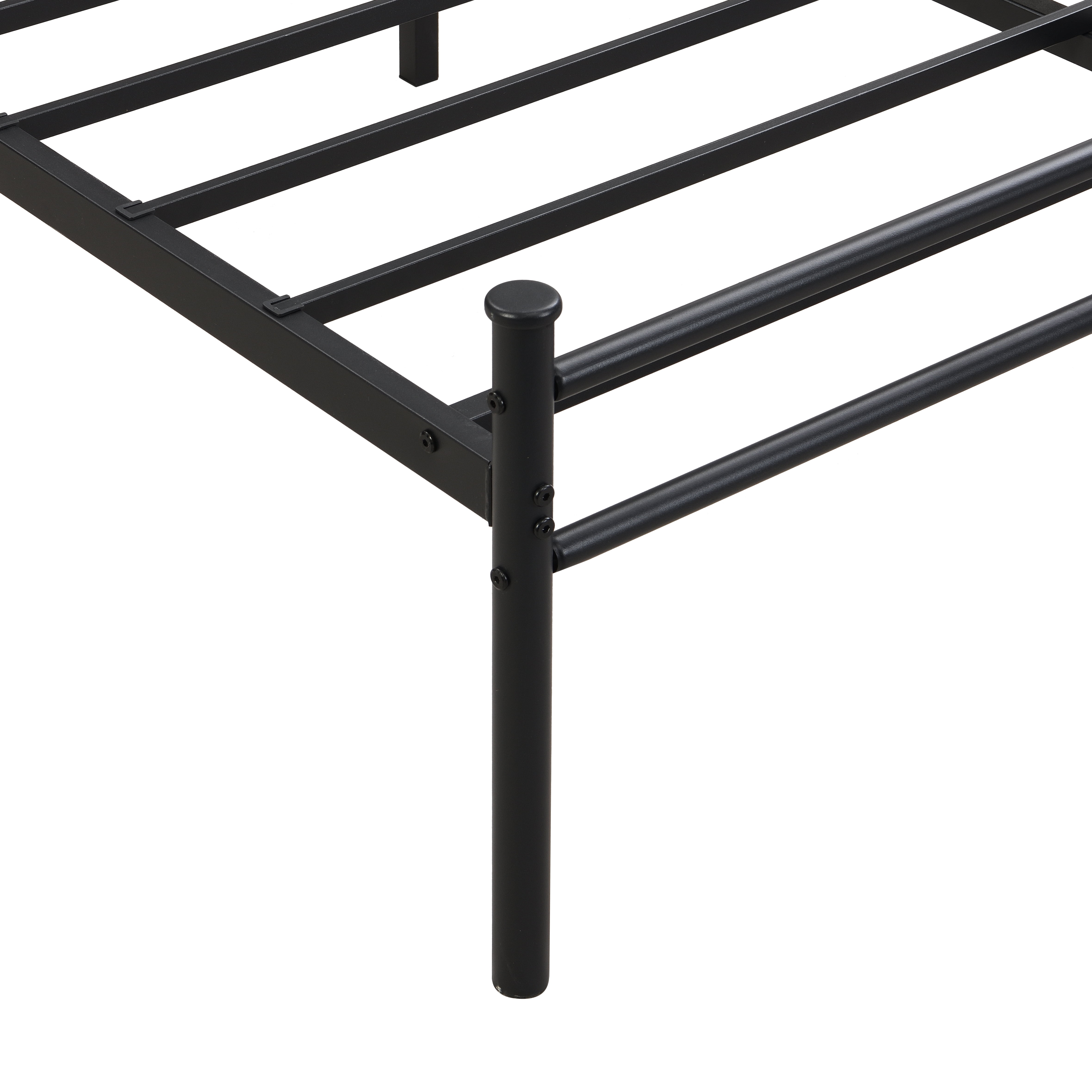 Gewnee King Size Metal Platform Bed (Black) w/Wood Panel Headboard - 550LBS Limit, 10.8" Underbed Storage - Suitable for Master/Guest Bedroom