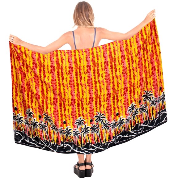 HAPPY BAY Women's Beachwear Summer Bikini Wraps Beach Wrap Sarong Skirt Swimsuit Swimwear Coverups Bathing Suit Swim Cover ups for Women One Size Fire, Palm Tree
