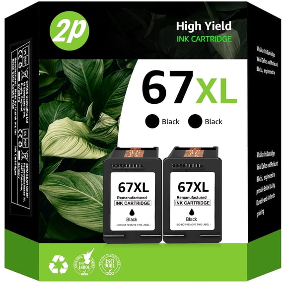 67XL Black Ink Cartridges Compatible for 67 Black Ink Cartridges 2700 2752e 2742e 6000 6055e