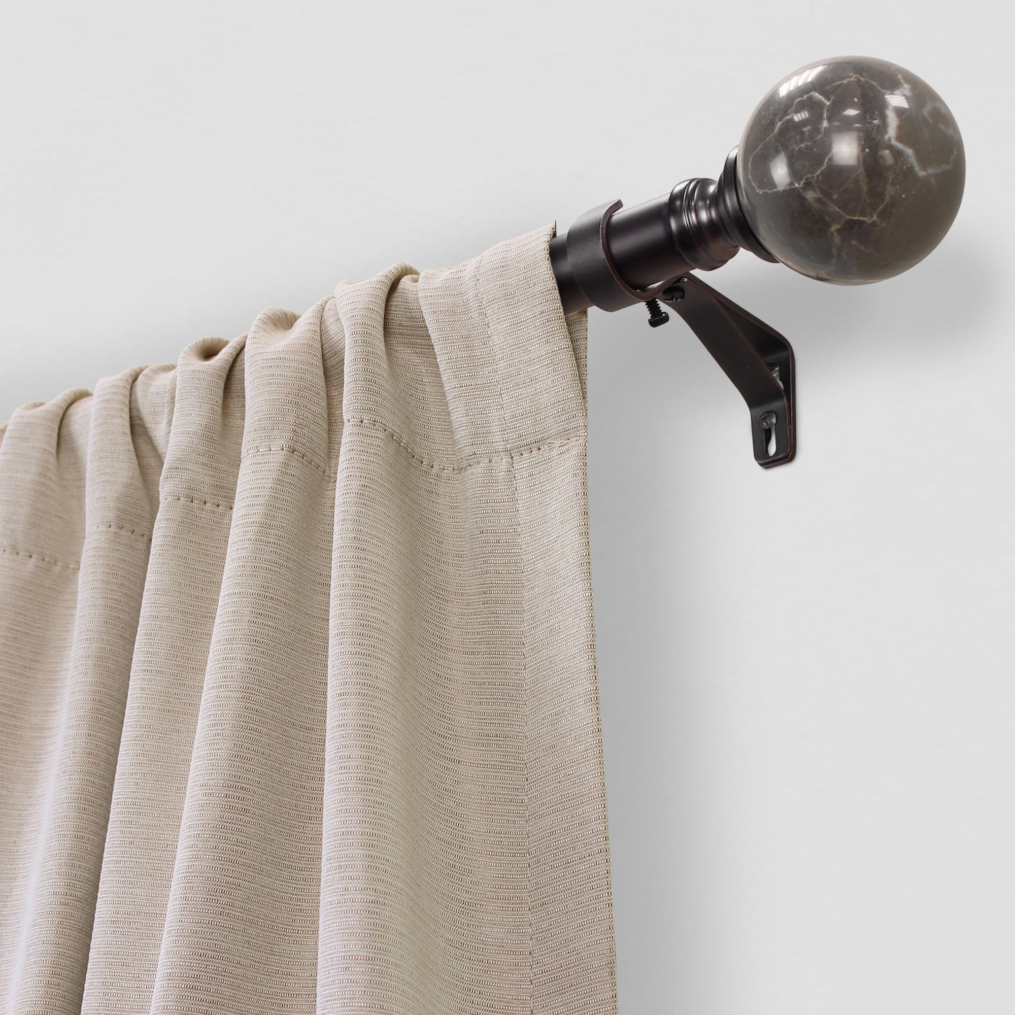 Better Homes & Gardens 1 in. Oil-Rubbed Bronze Brown Marble Single Curtain Rod, 120-180"