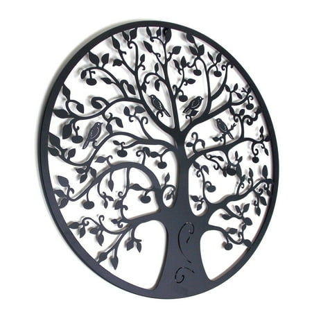Black Tree Of Life Metal Hanging Wall Art Round Sculpture Garden Canada Black Tree Of Life Metal Hanging Wall, Round Metal Wall Art Canada