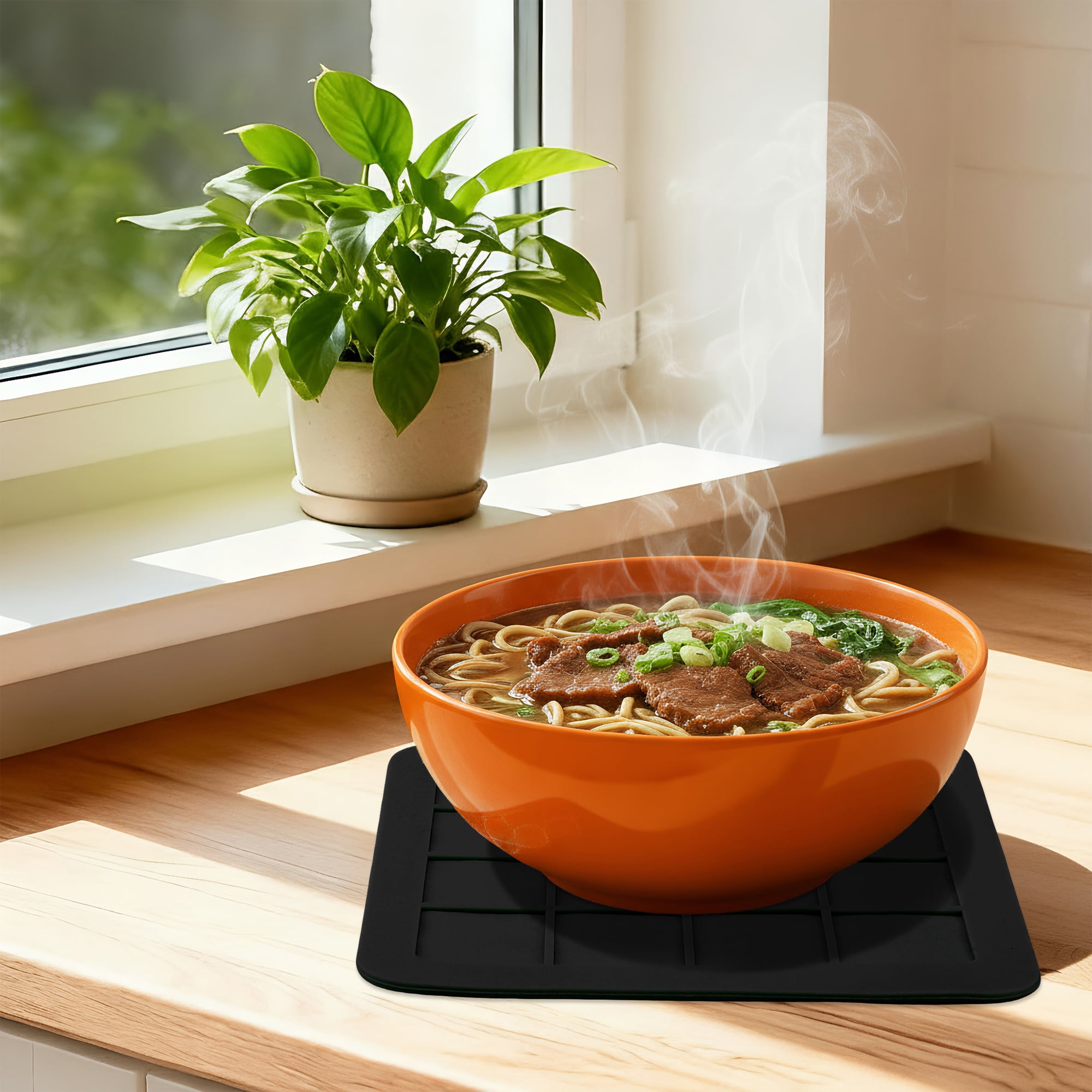 REGALWOVEN Oven Mitts and Pot Holders Sets of 4, Heat Resistant and Non-Slip Black 13x7.5inch