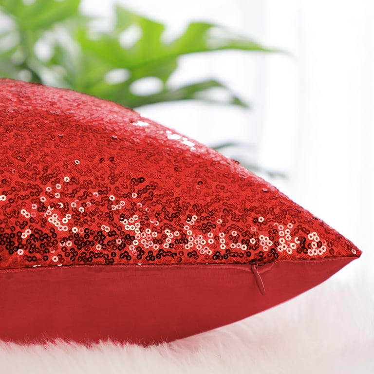 Unique Bargains Sparkling Sequin Decorative Throw Pillow Cover 16