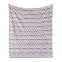 Chevron Soft Flannel Fleece Throw Blanket, Contemporary Pattern with Zigzag Lines in Pastel Tones, Cozy Plush for Indoor and Outdoor Use, 50" x 70", Multicolor, by Ambesonne