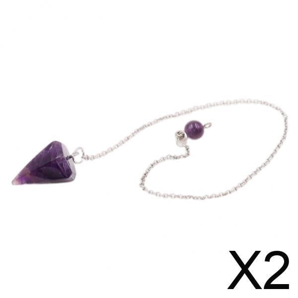 2x Cono De Adivinación De Péndulo De Piedra Natural De 6 , Regalo De Joyería De Cristal Morado