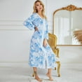 thumbnail image 4 of Women Long Sleeve Pajamas Homewear Floral Long Sleeve Nightdress Casual Night Sleepwear Dress Long Nightgown Homewear, 4 of 9