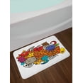 thumbnail image 2 of Graffiti Bath Mat, Cute Cartoon Animals Stars Fish Skulls Cat Bird Figures on Brick Wall Kids Design, Non-Slip Plush Mat Bathroom Kitchen Laundry Room Decor, 29.5 X 17.5 Inches, Multicolor, Ambesonne, 2 of 2