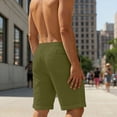 thumbnail image 4 of Gamivast Linen Shorts for Men Drawstring Elastic Waist Rolled Hem Shorts with Pockets Zip Relaxed Fit Mid Rise Shorts for Resort Days Casual Errands and Summer Outings, 4 of 6