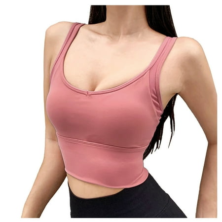 

CLZOUD Women Spaghetti Strap Camisoles Pink Women s Mesh Panel Shock Proof Fitness Bra Yoga Vest Top S