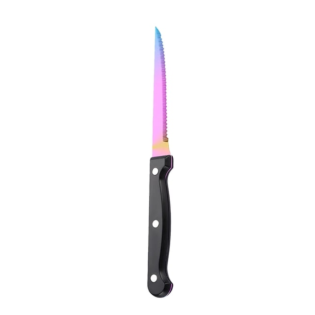 Colorful Multi-Color Serrated Steak Knife With Stainless Steel Blade For Camping And Dining A Versatile Cutting Tool For Outdoor And Home Use