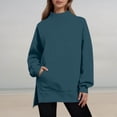 thumbnail image 4 of Jamsmile Women Sweatshirt Casual Neck Solid Color Sweatshirts Comfortable Tops Relaxed Fit Warm Knit Round Layering, 4 of 5