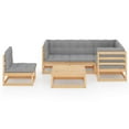 thumbnail image 3 of vidaXL 6 Piece Patio Lounge Set with Cushions Solid Wood Pine, 3 of 12