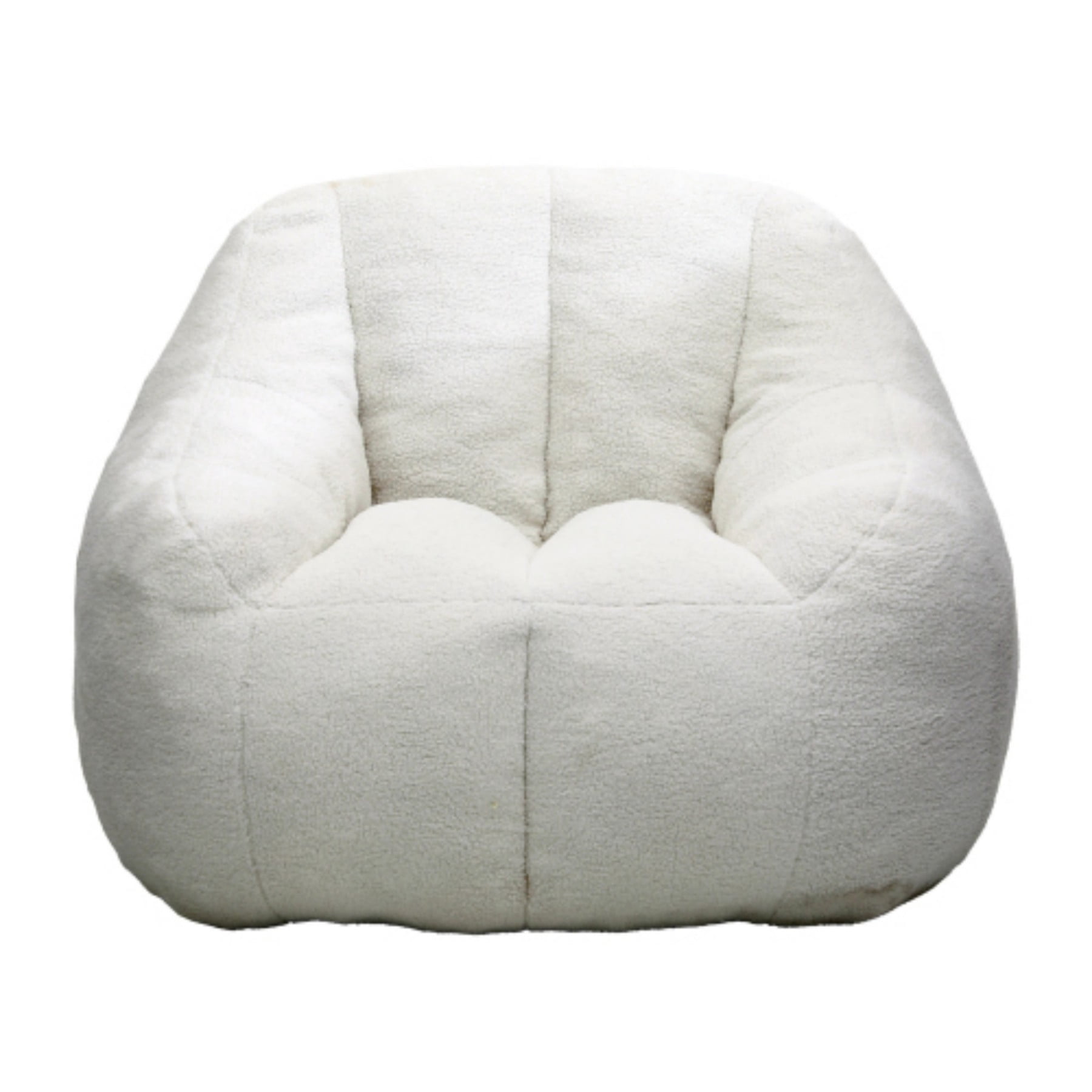 Bean Bag Chair with Filler, Teddy Faux Fur Bean Bag Sofa with Memory Foam for Dorm Living Room Bedroom, White