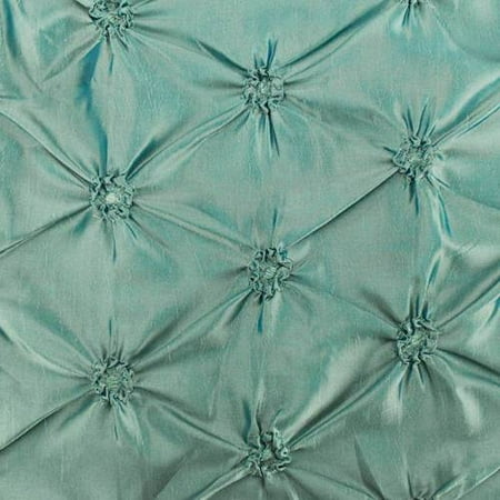 Antique Teal Iridescent Floral Embroidered Ruche Taffeta, Fabric By the Yard