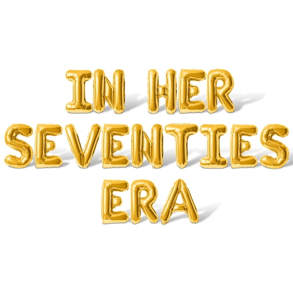 Letter Balloons - IN HER SEVENTIES ERA 16" Inch Alphabet Letters Foil Mylar Balloon 70th Birthday Banner (Gold)