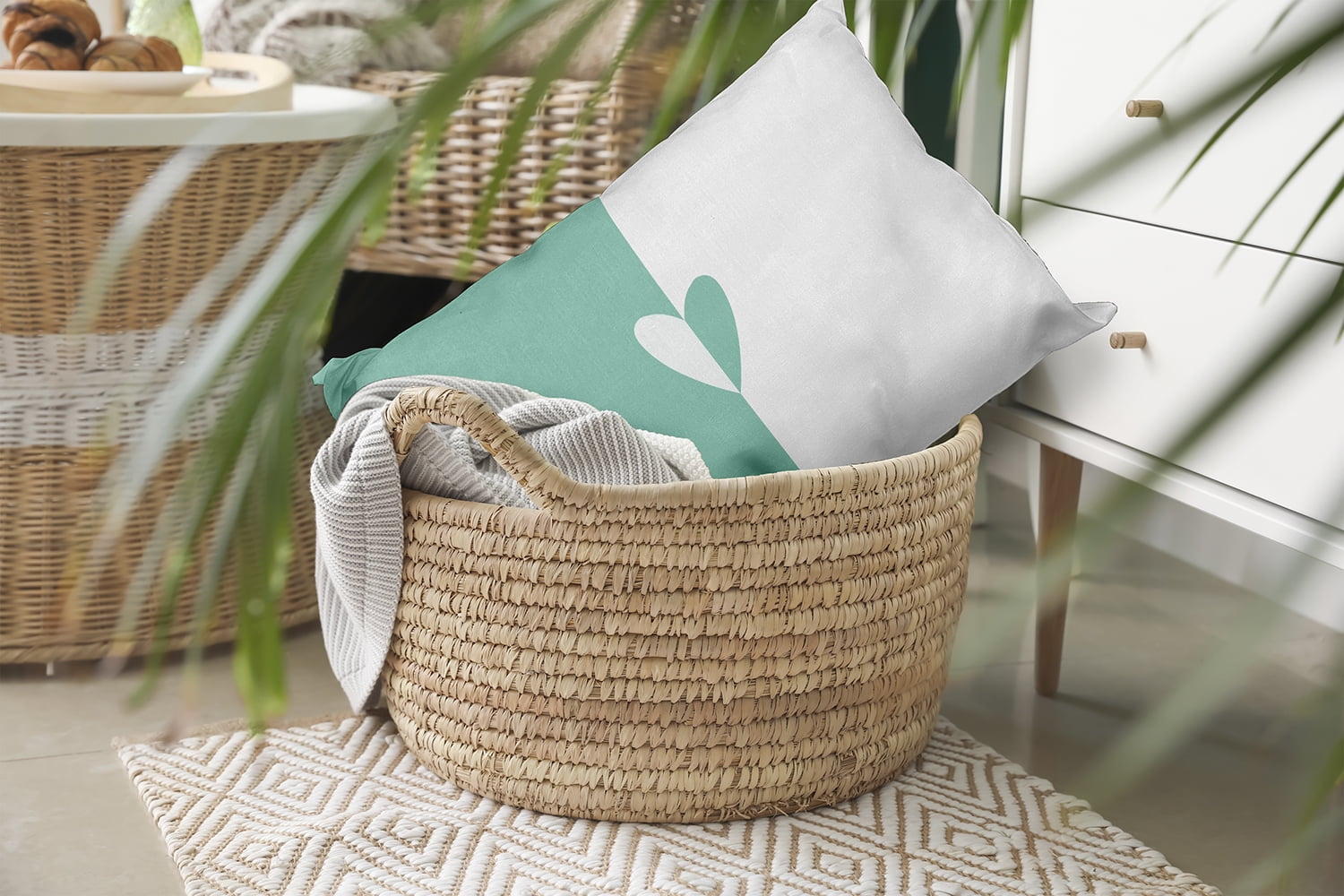 20" x 14" Simply Daisy Modern Heart Polyester Indoor/Outdoor Pillow, Spring Green Qty 1