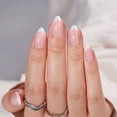 thumbnail image 1 of Gel corto Press On Nails BTartBox con punta francesa y almendras blancas, 1 of 7