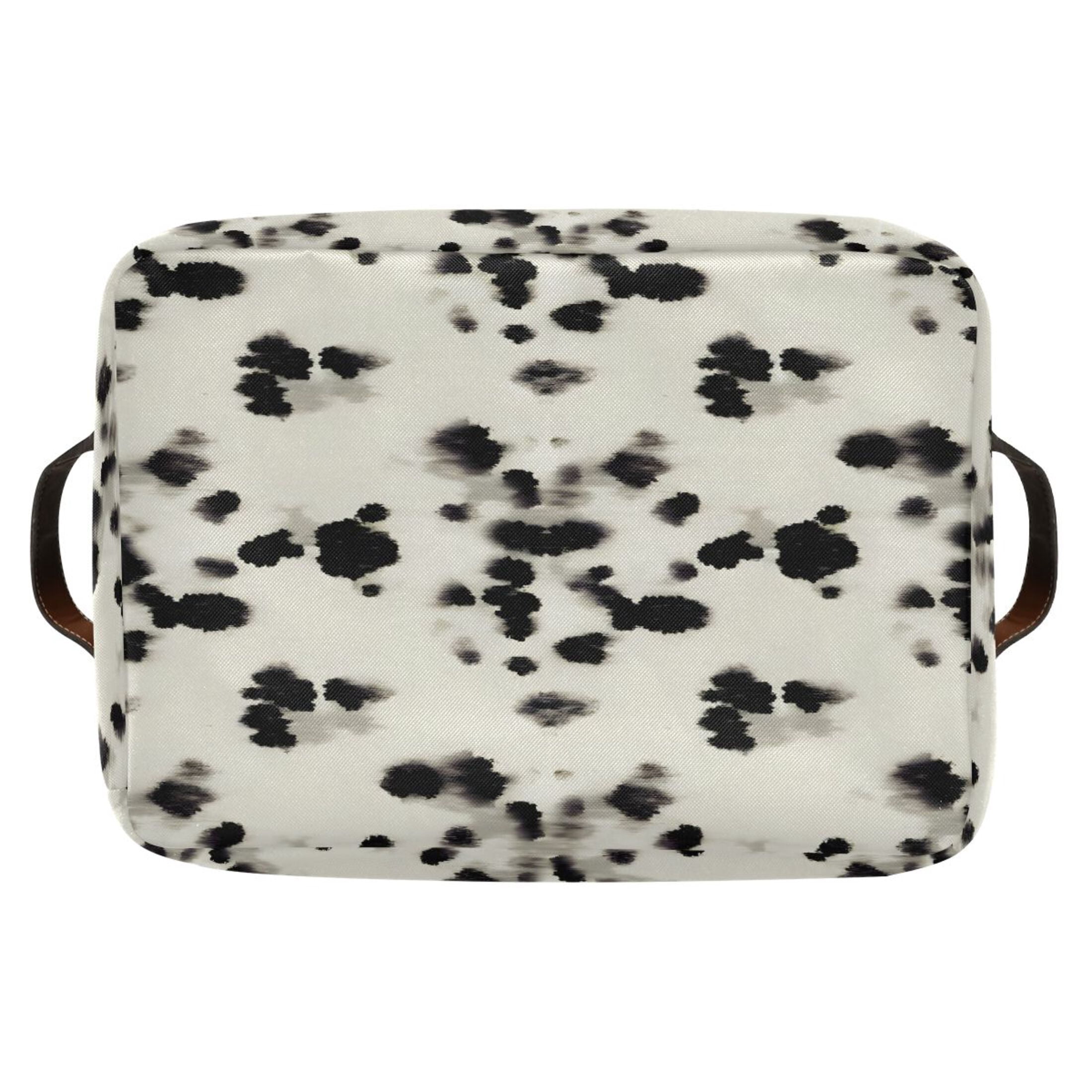 Black Cow Spots Storage Bins with Handle Fabric Organizer Basket Foldable Box 2 Pack 14.2x10.2x8.3