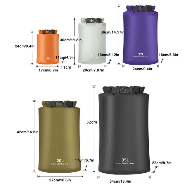 Swimming Dry Bag Waterproof Stuff Sacks Clothes Water Sacks Resistance Storage Pack Outdoors for Sports Running Trekking Black/35L