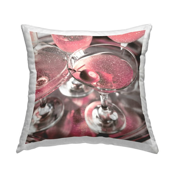 Stupell Industries Glimmering Pink Martinis Decorative Printed Throw Pillow Design by Lil' Rue