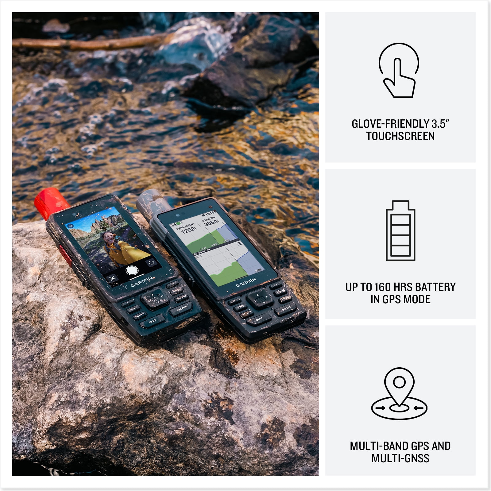 Garmin GPSMAP H1i Plus Rugged Hiking Premium GPS Handheld Navigator  inReach Plus Satellite Technology to Share Text Photos Voice Messages SOS OffGrid Long Battery Life Preloaded Maps Bundle