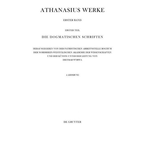 Athanasius Werke Epistulae I-IV ad Serapionem, Book 01, (Paperback)