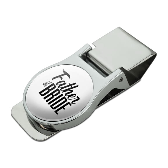 Father of the Bride Wedding Satin Chrome Plated Metal Money Clip