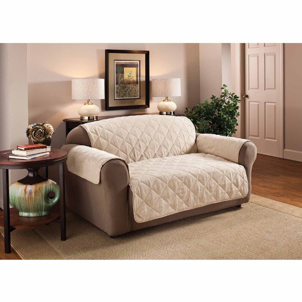 Innovative Textile Solutions 1Piece Faux Suede Sofa Furniture Cover Slipcover, Natural