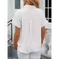 thumbnail image 5 of SHIBEVER Womens Tops White Blouse for Women Short Sleeve Summer Blouses Button-down Shirts for Ladies Tops and Blouses White XL, 5 of 8