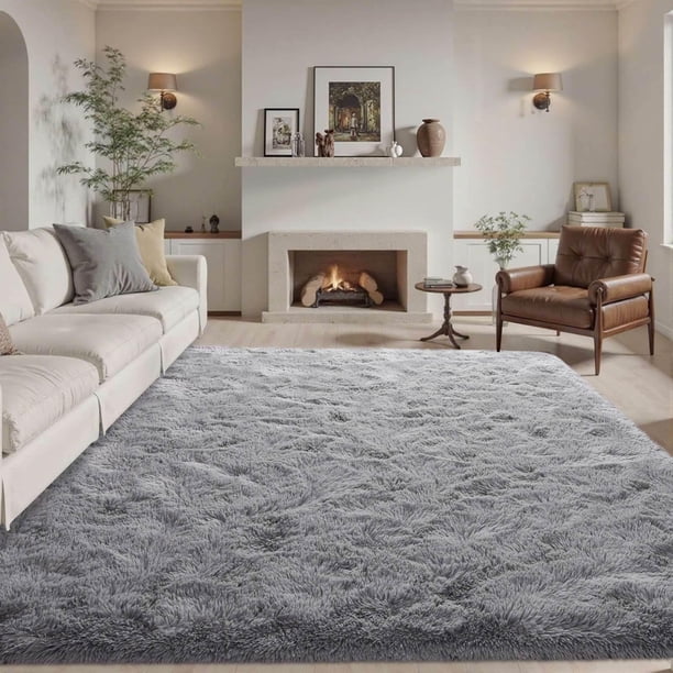 Alfombra LòutiRoot Home, gris claro, 180 x 270 cm, esponjosa y antideslizante