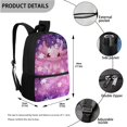thumbnail image 3 of Jeiento Axolotl Backpack for Girls Kids Book Bag with Lunch Box and Pencil Pouch 3PCS Set Bookbag with Compartments for School Flower 17 inch Large School Bag, Purple, 3 of 7