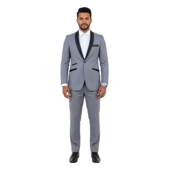 Tazzio Slim Fit Satin Shawl Lapel 2 Piece Tuxedo Suit Set